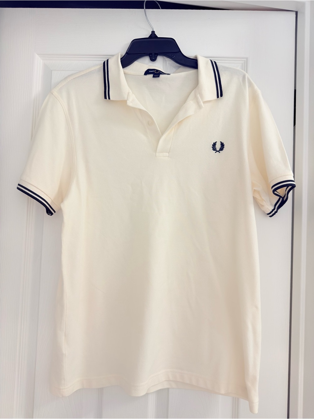 Fred Perry Cream Polo with Navy Tipping